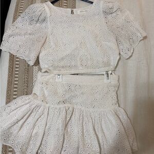 White Eyelet Mini Skirt and Top